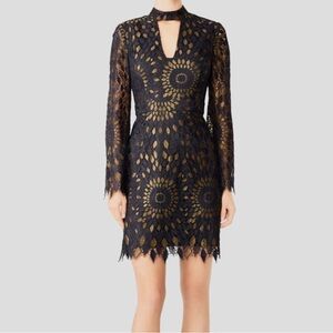 Trina Turk Black and Gold Long Sleeve Dress